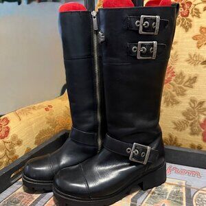 90's Vintage Women's Black Leather Harley Davidson Boots Sz 6B